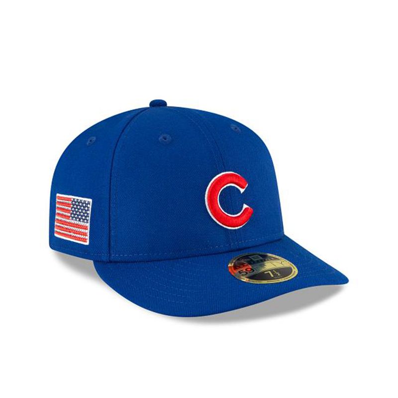 MLB Chicago Cubs Crystals From Swarovski Flag Low Profile 59Fifty Fitted (YZW4907) - Blue New Era Caps